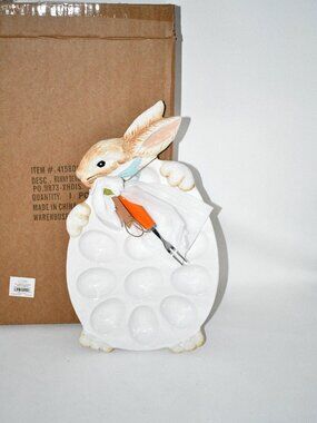 Mud Pie Bunny Deviled Egg Platter Set #41580019 NWT